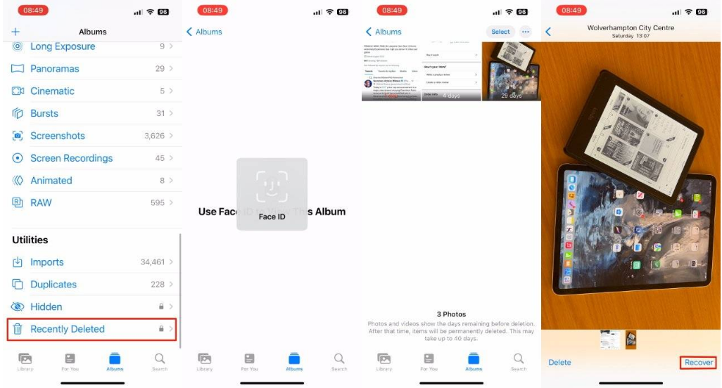 涪陵苹果14维修分享 iPhone14 上恢复已删除的照片 