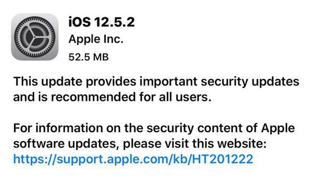 涪陵苹果手机维修分享iOS12.5.2发布，建议所有老苹果用户安装 
